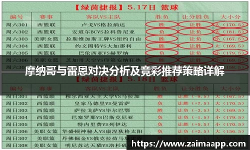 摩纳哥与雷恩对决分析及竞彩推荐策略详解